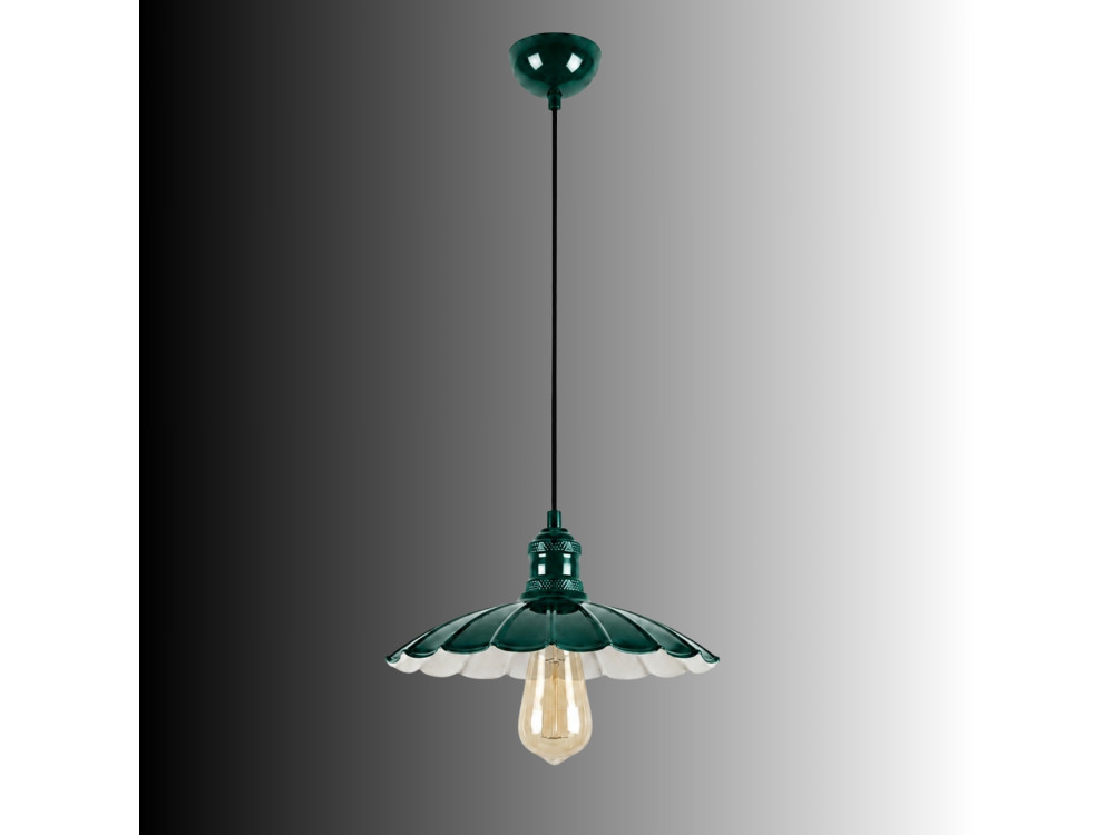Lampe suspendue en métal "Volan" - 25 x 25 cm - Vert Foncé