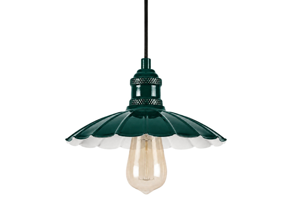 Lampe suspendue en métal "Volan" - 25 x 25 cm - Vert Foncé
