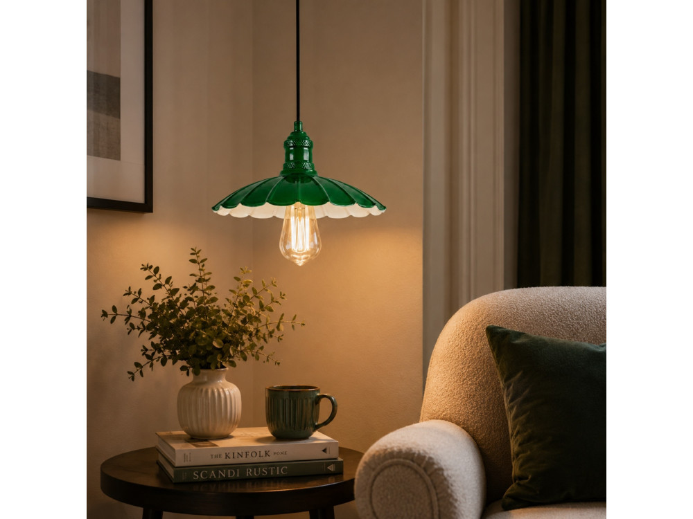 Lampe suspendue en métal "Volan" - 25 x 25 cm - Vert Clair