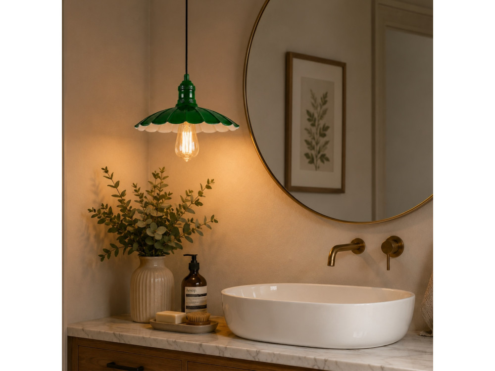 Lampe suspendue en métal "Volan" - 25 x 25 cm - Vert Clair