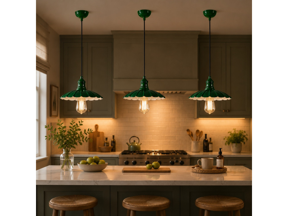 Lampe suspendue en métal "Volan" - 25 x 25 cm - Vert Clair
