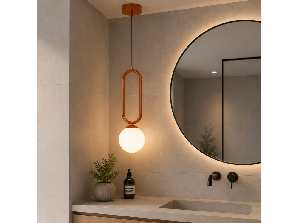 Lampe suspendue en métal "Loop" - 15 x 15 cm - Marron