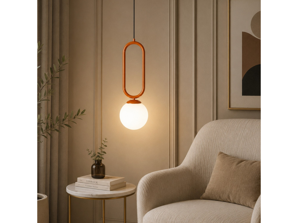 Lampe suspendue en métal "Loop" - 15 x 15 cm - Marron
