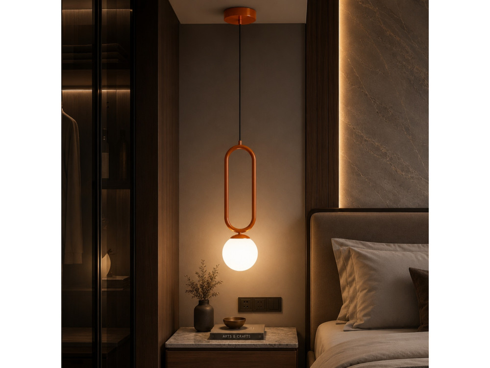 Lampe suspendue en métal "Loop" - 15 x 15 cm - Marron
