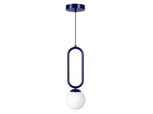 Lampe suspendue en métal "Loop" - 15 x 15 cm - Bleu Marine