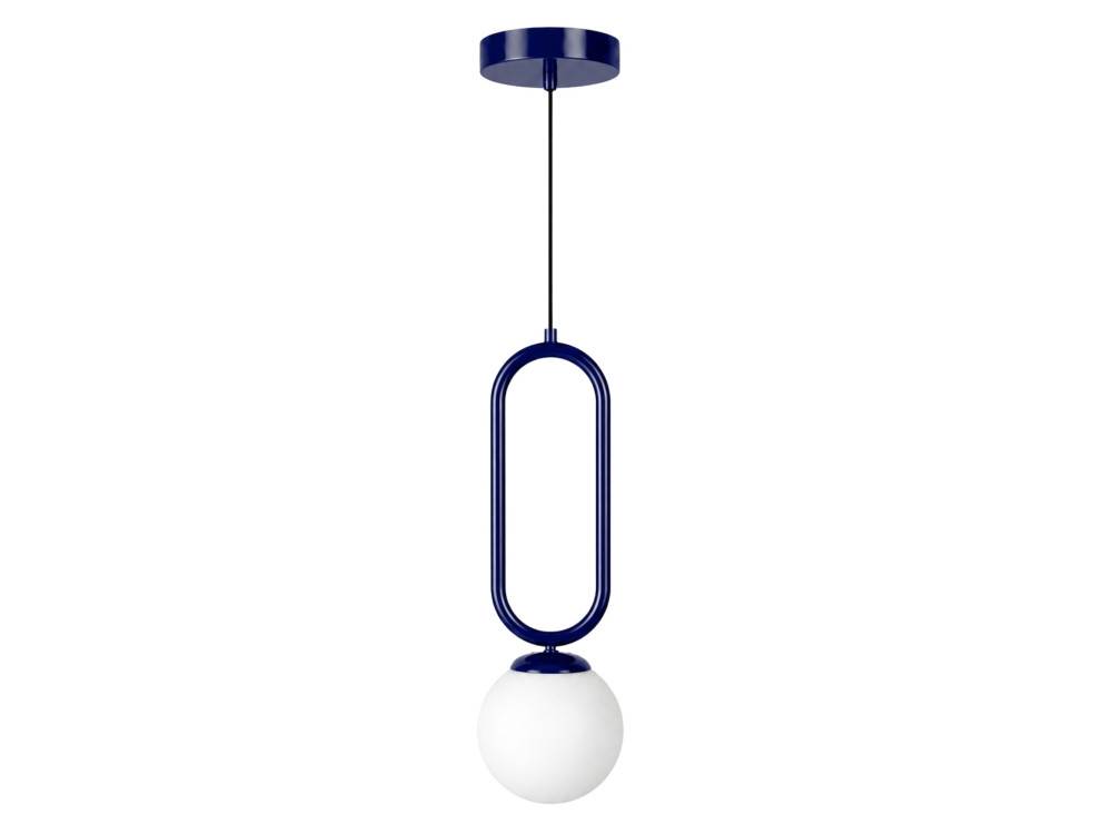 Lampe suspendue en métal "Loop" - 15 x 15 cm - Bleu Marine