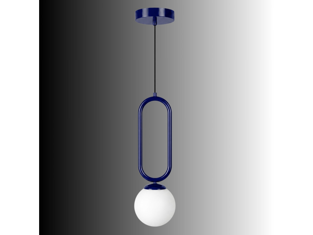 Lampe suspendue en métal "Loop" - 15 x 15 cm - Bleu Marine
