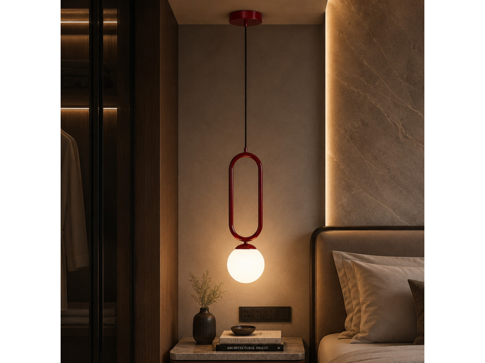 Lampe suspendue en métal "Loop" - 15 x 15 cm - Bordeaux