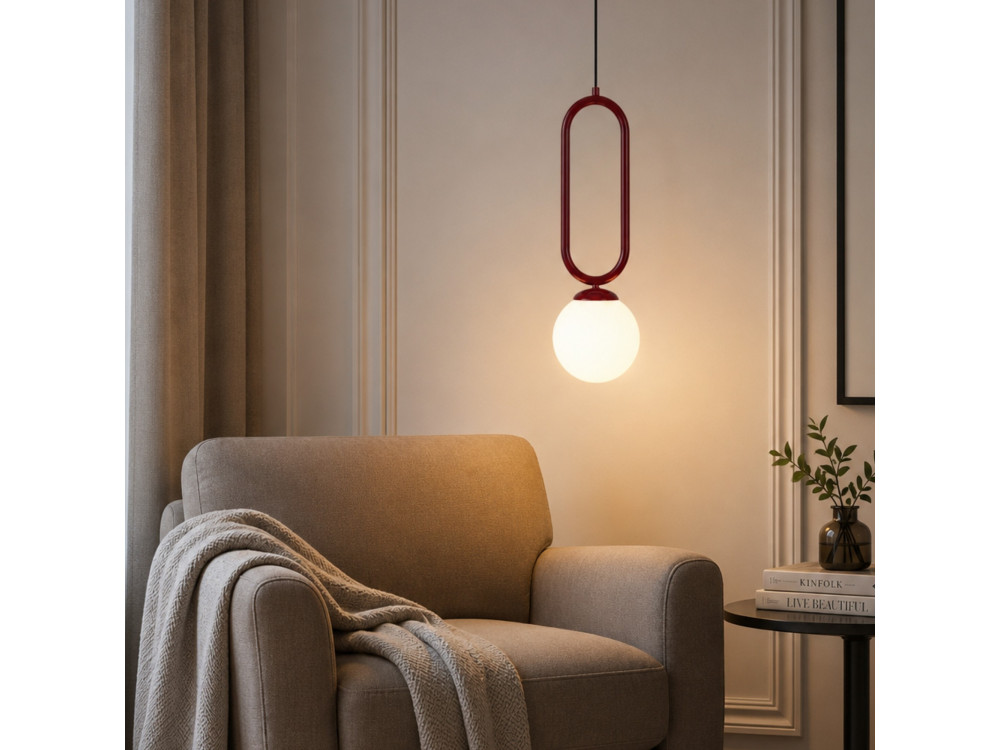 Lampe suspendue en métal "Loop" - 15 x 15 cm - Bordeaux