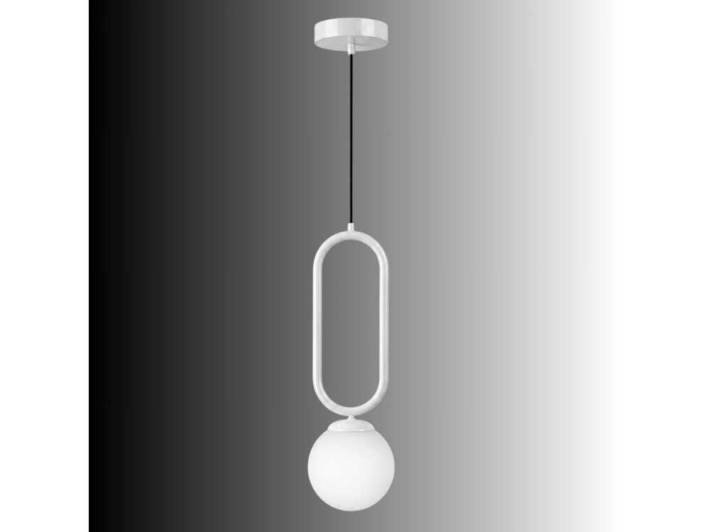 Lampe suspendue en métal "Loop" - 15 x 15 cm - Blanc