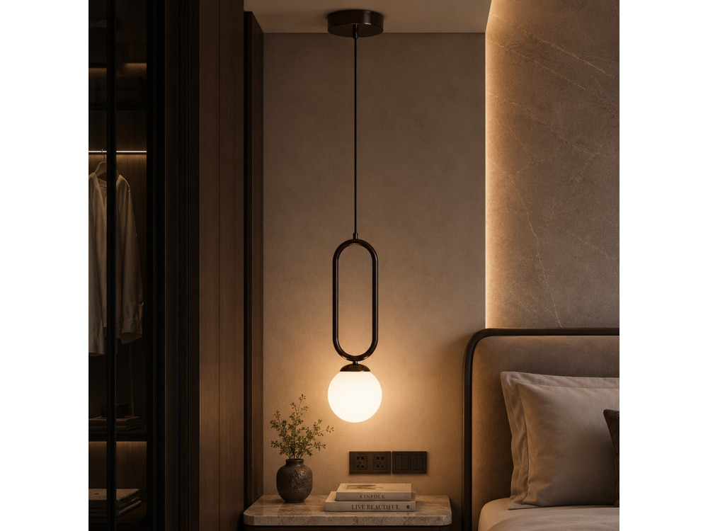 Lampe suspendue en métal "Loop" - 15 x 15 cm - Marron Foncé