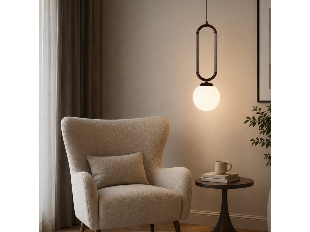 Lampe suspendue en métal "Loop" - 15 x 15 cm - Marron Foncé