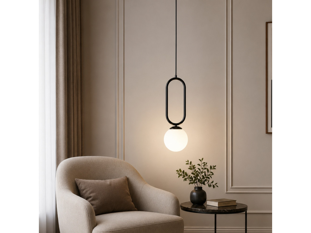 Lampe suspendue en métal "Loop" - 15 x 15 cm - Noir