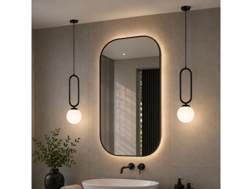 Lampe suspendue en métal "Loop" - 15 x 15 cm - Noir