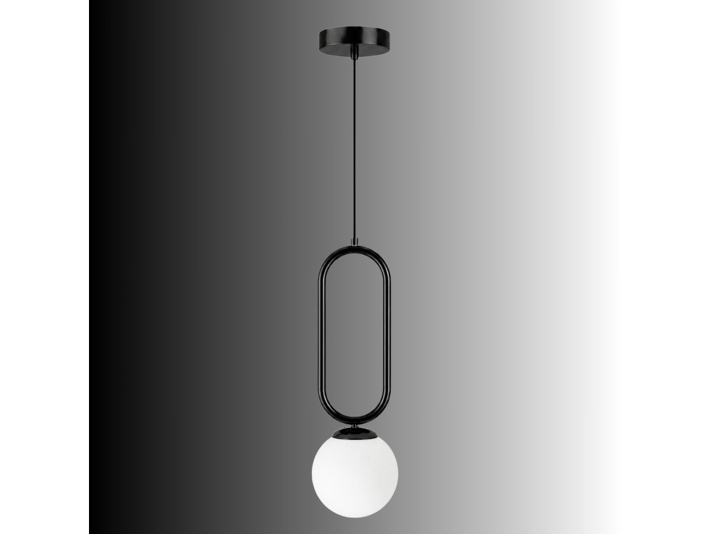 Lampe suspendue en métal "Loop" - 15 x 15 cm - Noir