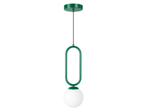 Lampe suspendue en métal "Loop" - 15 x 15 cm - Vert Foncé