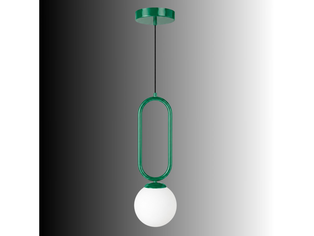 Lampe suspendue en métal "Loop" - 15 x 15 cm - Vert Foncé