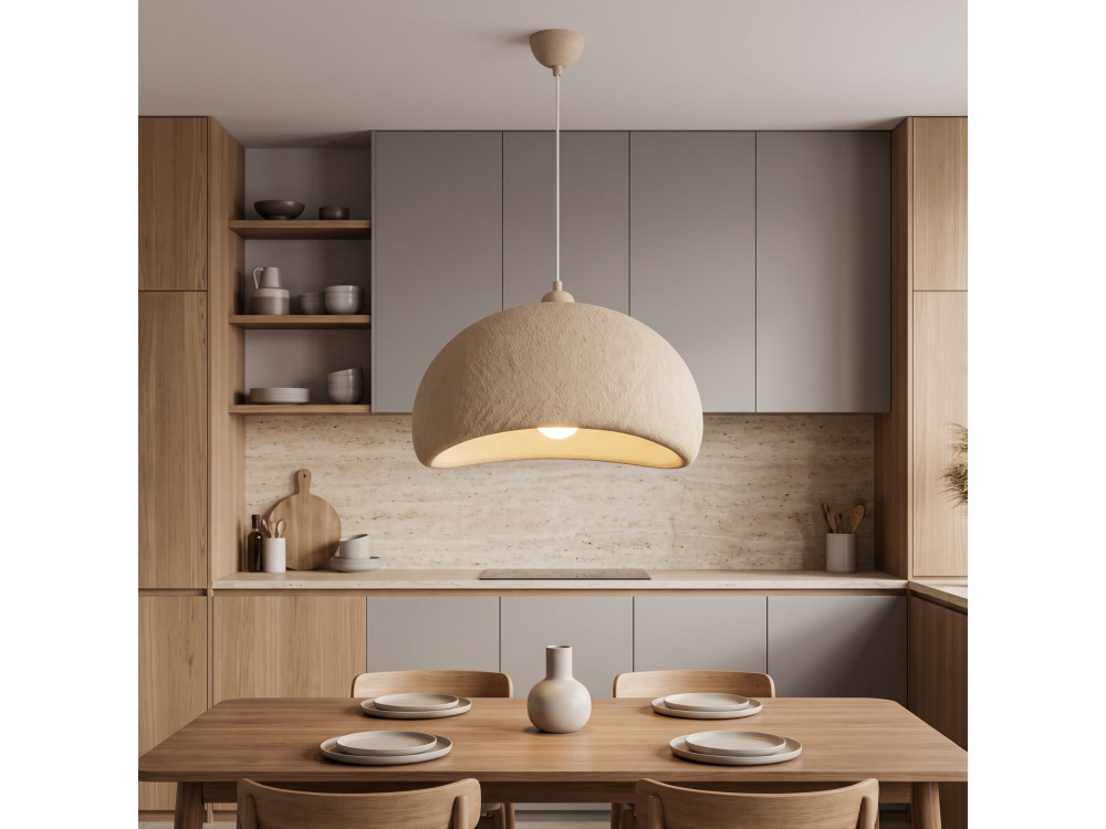 Lampe suspendue en métal "Beta" - 40 x 32 cm - Beige