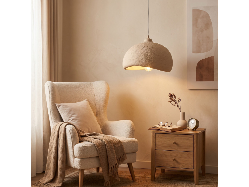 Lampe suspendue en métal "Beta" - 30 x 24 cm - Beige