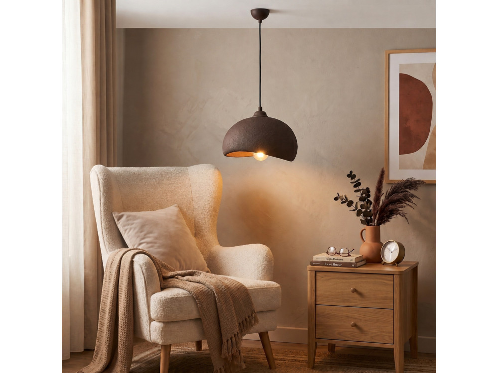 Lampe suspendue en métal "Beta" - 30 x 24 cm - Marron