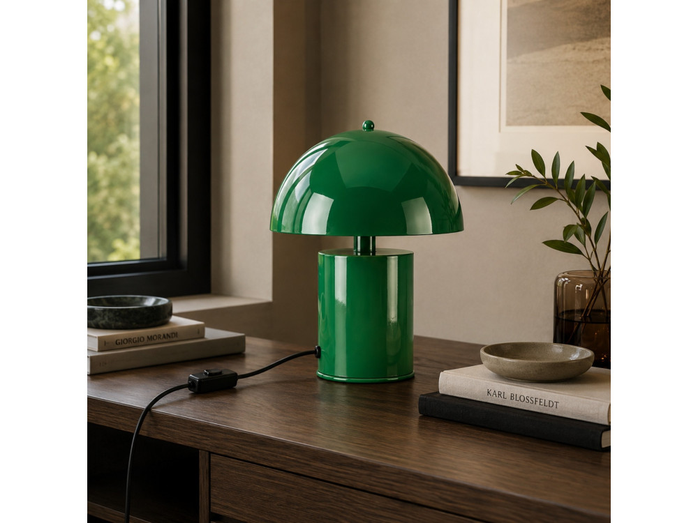 Lampe de table en métal "Pera" - 26 x 26 cm - Vert Foncé