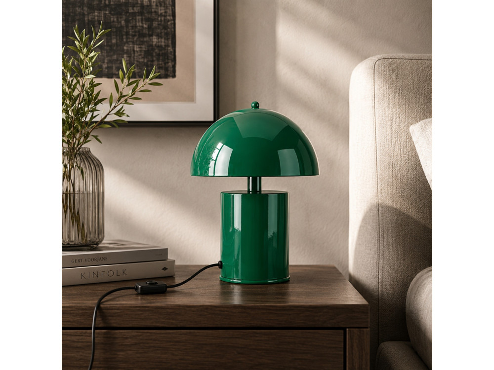 Lampe de table en métal "Pera" - 26 x 26 cm - Vert Foncé