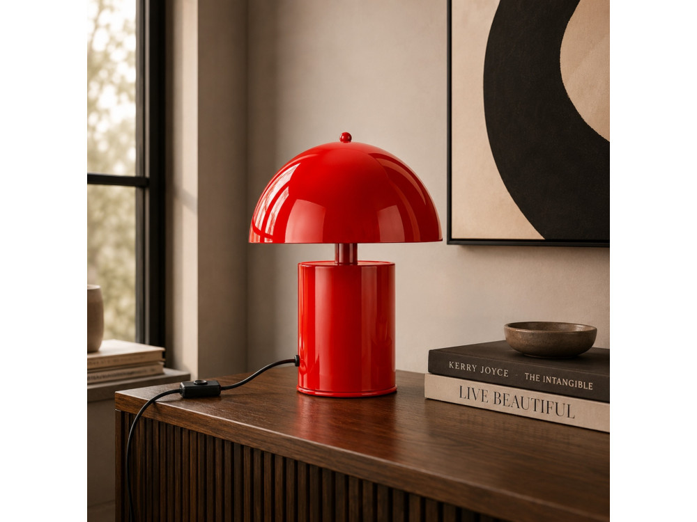 Lampe de table en métal "Pera" - 26 x 26 cm - Rouge