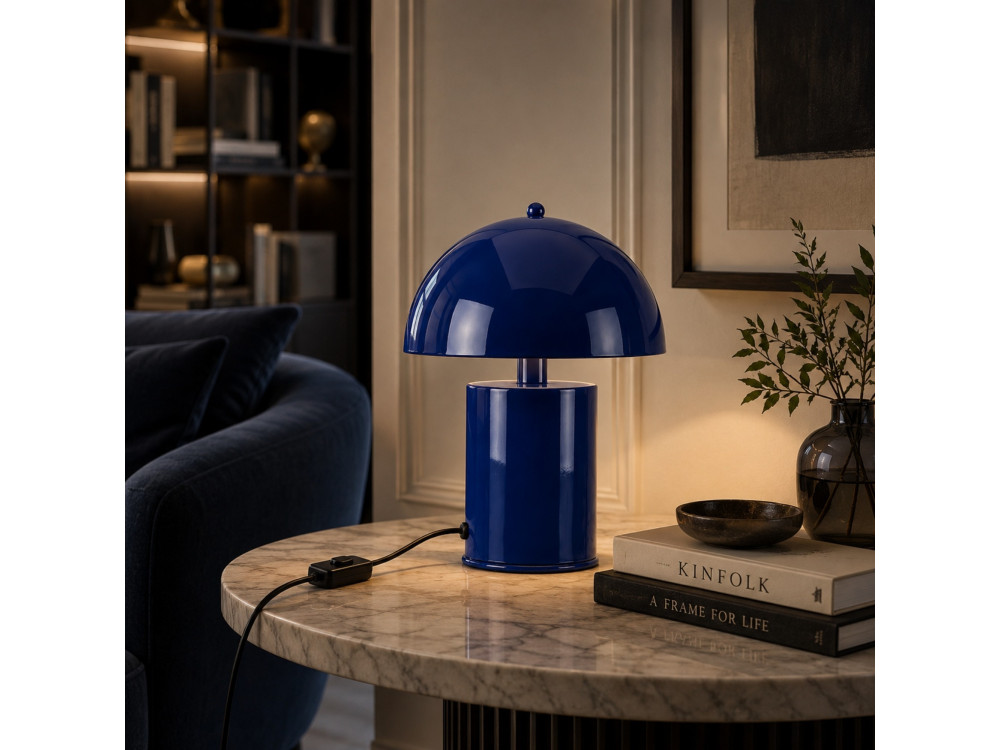 Lampe de table en métal "Pera" - 26 x 26 cm - Bleu Marine