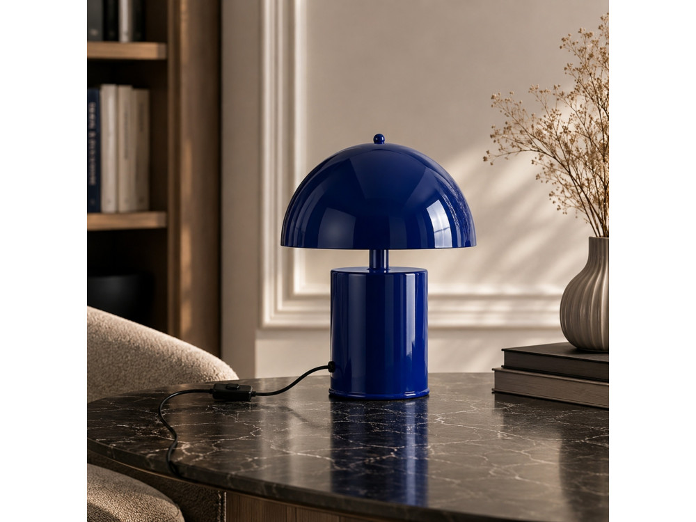 Lampe de table en métal "Pera" - 26 x 26 cm - Bleu Marine
