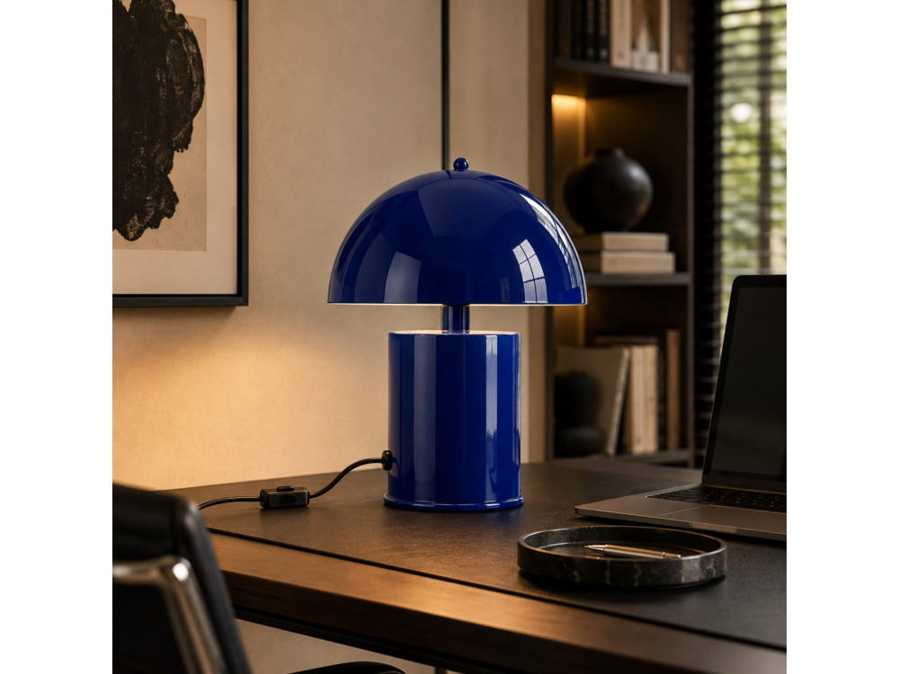 Lampe de table en métal "Pera" - 26 x 26 cm - Bleu Marine
