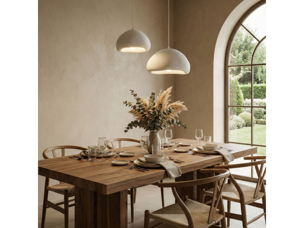 Lustre en métal "Loval" - 70 x 40 cm - Blanc