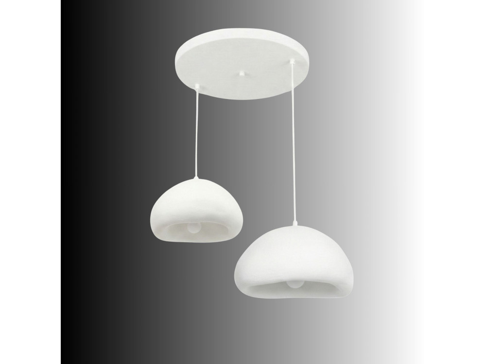 Lustre en métal "Loval" - 70 x 40 cm - Blanc