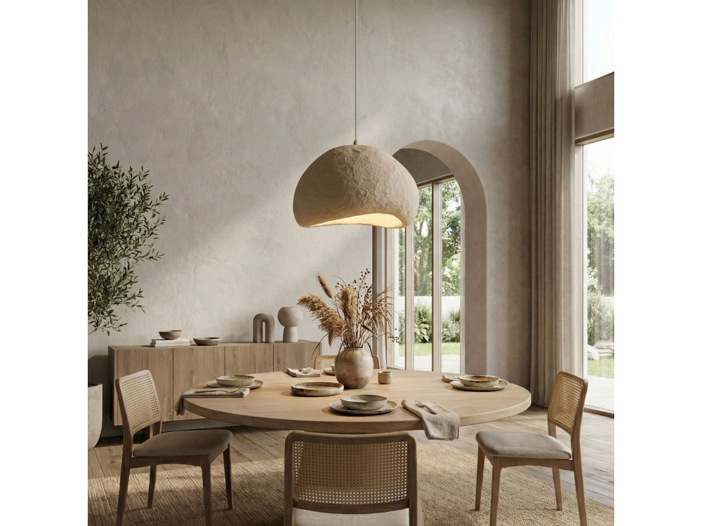 Lampe suspendue en métal "Loval" - 50 x 44 cm - Beige