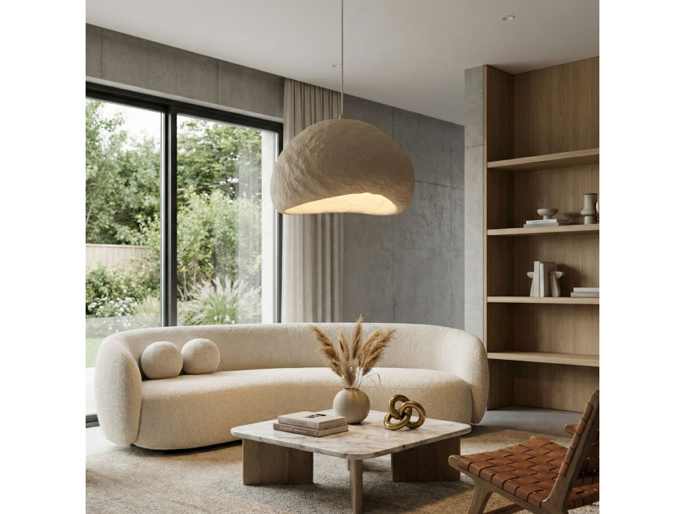 Lampe suspendue en métal "Loval" - 50 x 44 cm - Beige