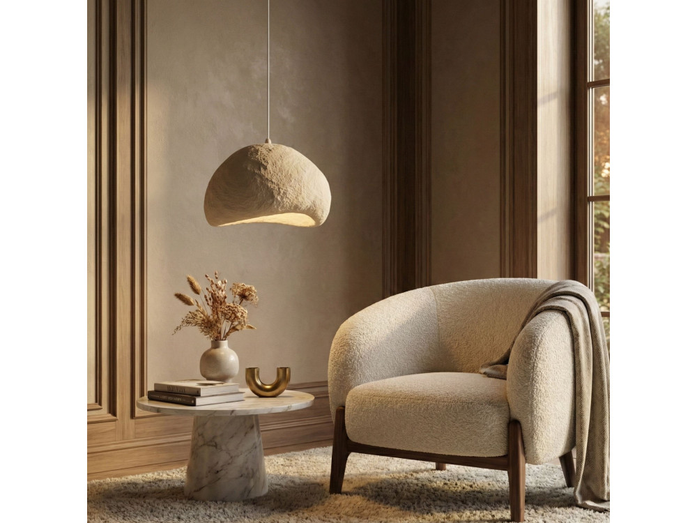 Lampe suspendue en métal "Loval" - 50 x 44 cm - Beige