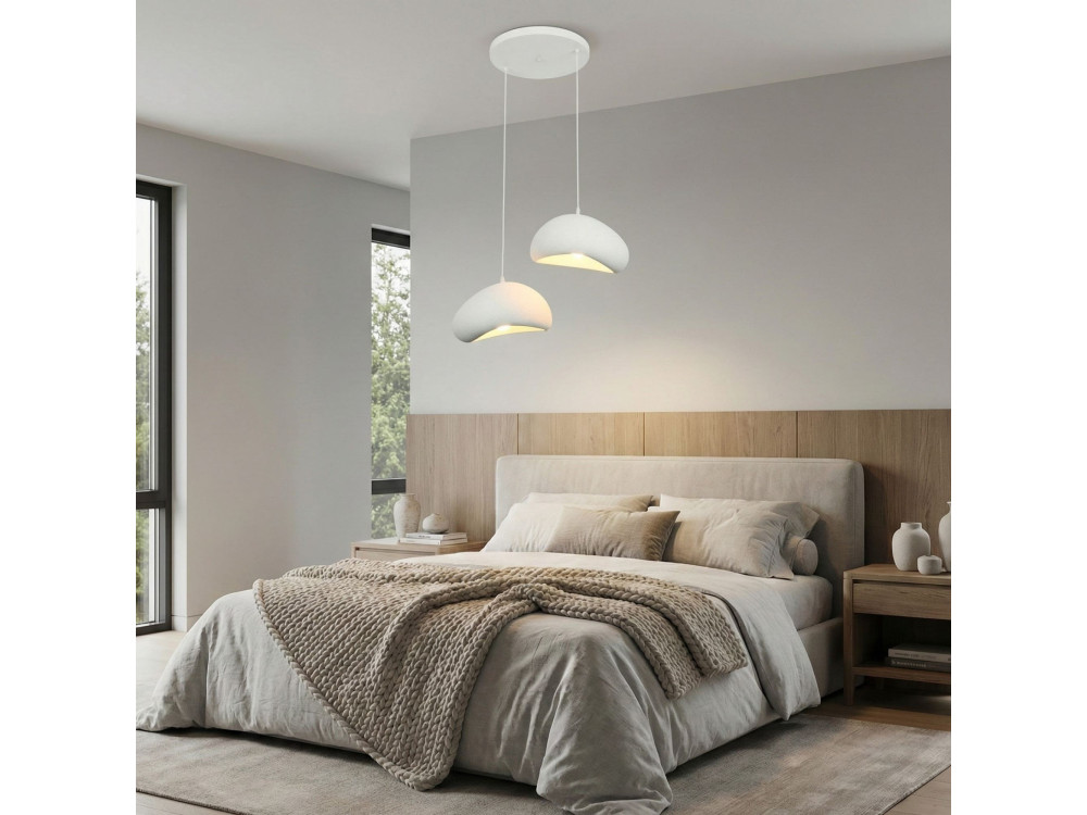 Lustre en métal "Loval" - 45 x 27 cm - Blanc