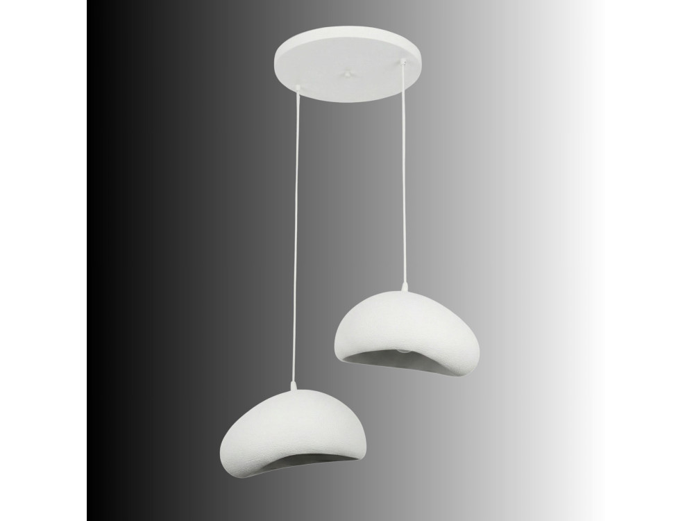 Lustre en métal "Loval" - 45 x 27 cm - Blanc