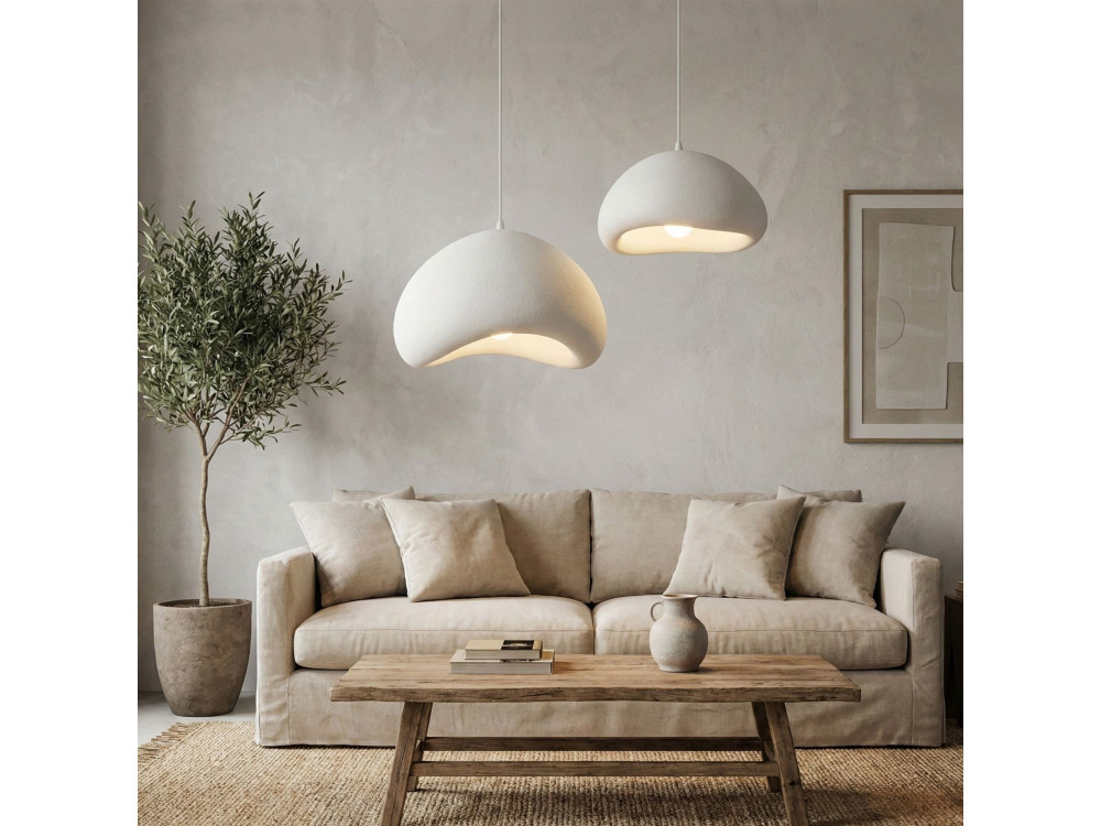 Lustre en métal "Loval" - 89 x 44 cm - Blanc