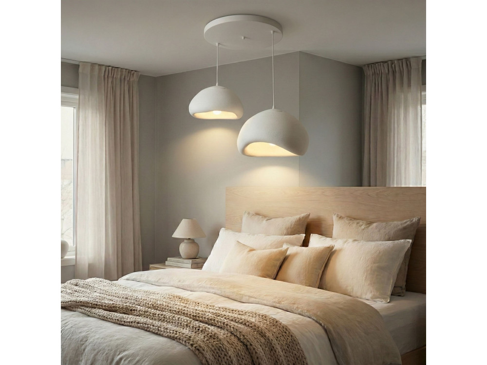 Lustre en métal "Loval" - 89 x 44 cm - Blanc