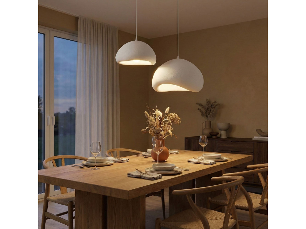 Lustre en métal "Loval" - 89 x 44 cm - Blanc