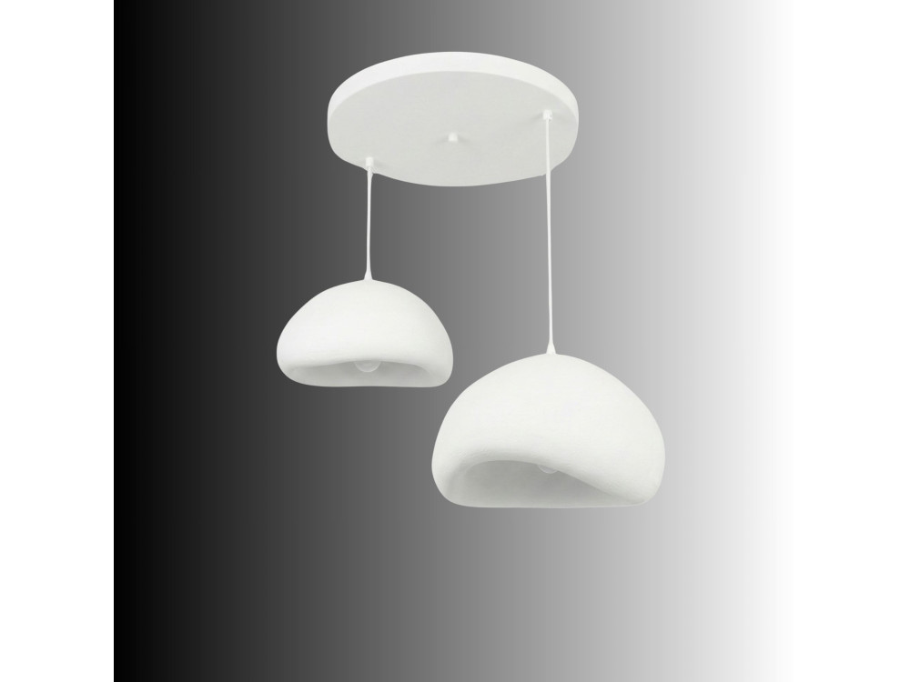 Lustre en métal "Loval" - 89 x 44 cm - Blanc