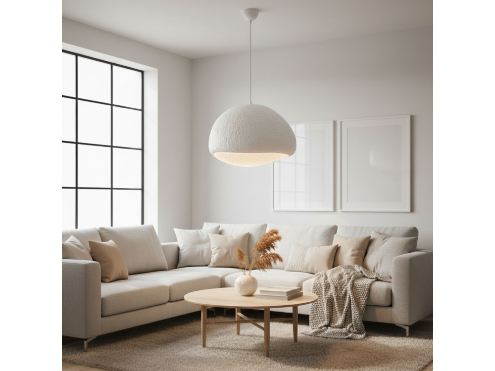 Lampe suspendue en métal "Loval" - 50 x 44 cm - Blanc