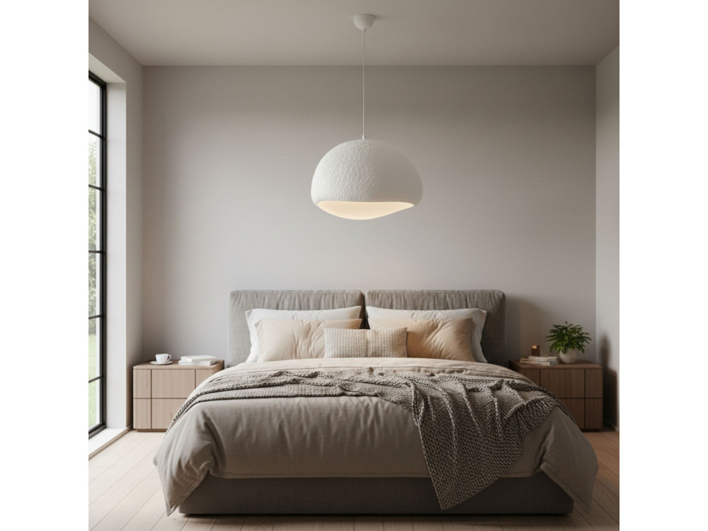 Lampe suspendue en métal "Loval" - 50 x 44 cm - Blanc