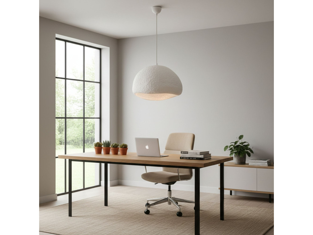 Lampe suspendue en métal "Loval" - 50 x 44 cm - Blanc