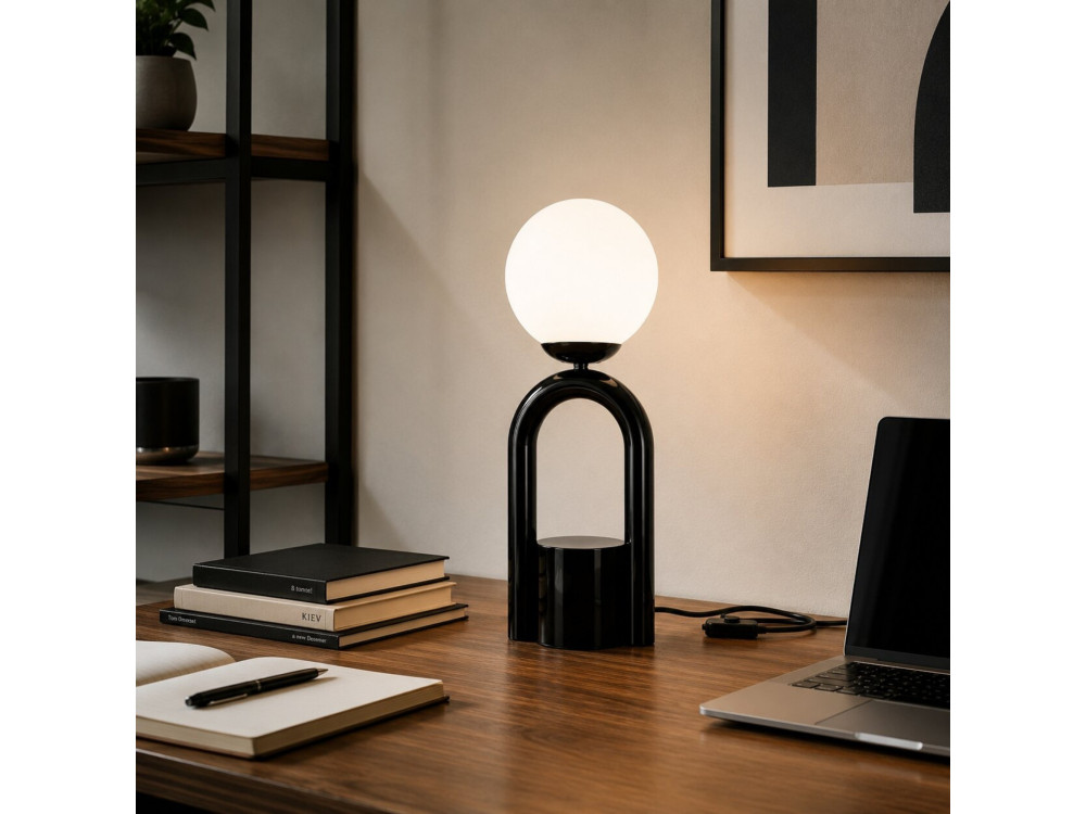 Lampe de table en métal "Loop" - 15 x 15 cm - Noir