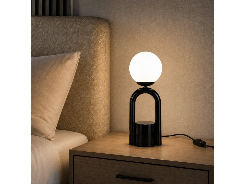 Lampe de table en métal "Loop" - 15 x 15 cm - Noir