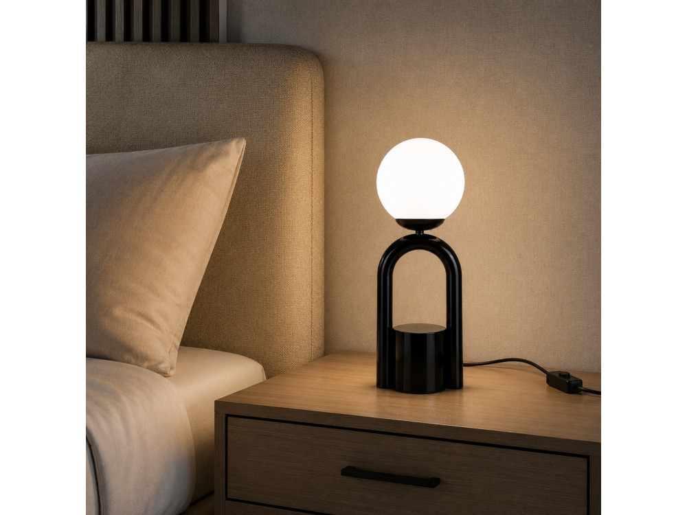 Lampe de table en métal "Loop" - 15 x 15 cm - Noir