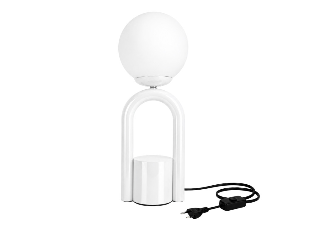 Lampe de table en métal "Loop" - 15 x 15 cm - Blanc