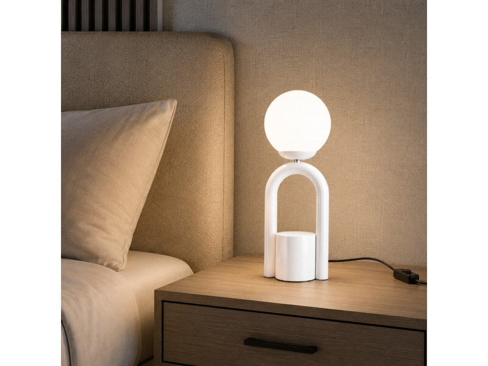Lampe de table en métal "Loop" - 15 x 15 cm - Blanc
