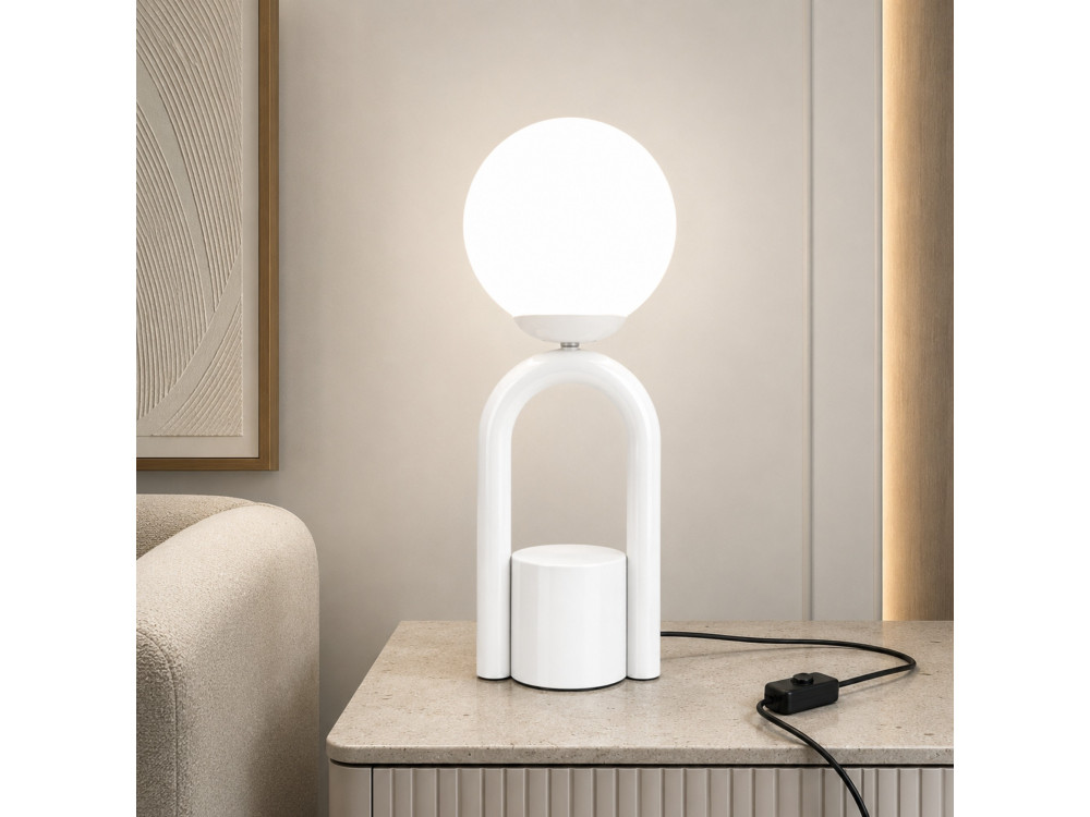 Lampe de table en métal "Loop" - 15 x 15 cm - Blanc